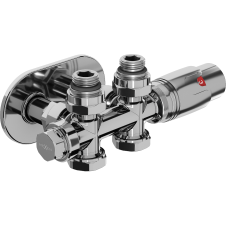 Mexen G00 kromirani kutni/ravni termostatski set s maskom R, Duplex, DN50 - W908-900-905-01