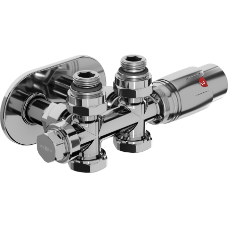 Mexen G00 termostaatiline komplekt nurga-/otsakorgiga, maskiga R, Duplex, DN50, kroom - W908-900-905-01