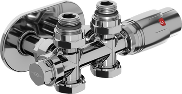 Mexen G00 thermostatisch set hoekig/recht met afdekking R, Duplex, DN50, chroom - W908-900-905-01