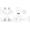 Mexen G00 thermostatische set hoek/recht met afdekking R, Duplex, DN50, wit - W908-900-905-20