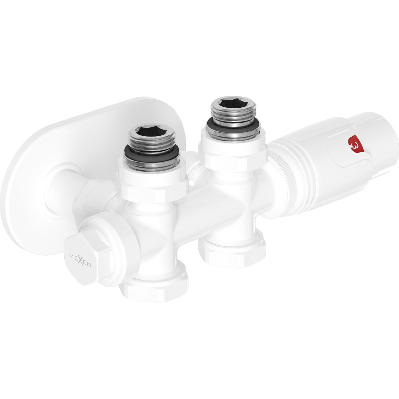 Mexen G00 kutni/izravni termostatski set s maskom R, Duplex, DN50, bijeli - W908-900-905-20