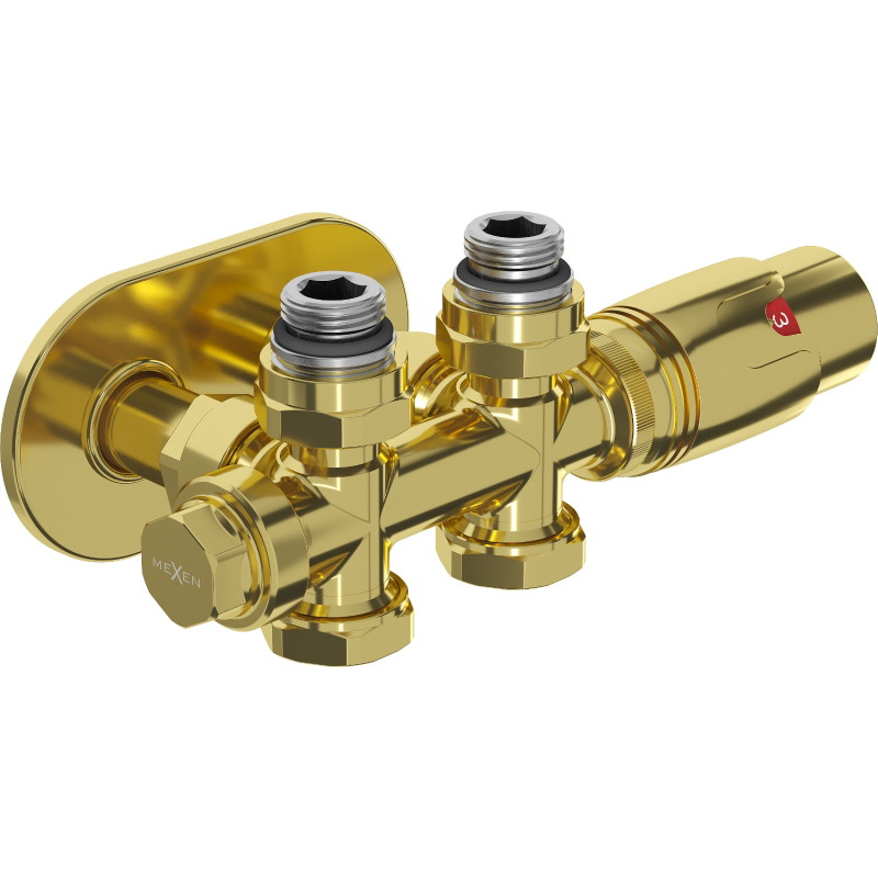 Mexen G00 kutni-termostatski set s maskom R, Duplex, DN50, zlatni - W908-900-905-50