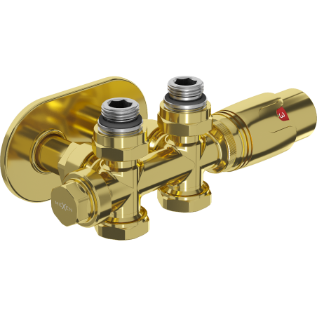 Mexen G00 conjunto termostático angular/reto com máscara R, Duplex, DN50, dourado - W908-900-905-50