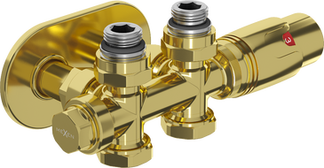 Mexen G00 conjunto termostático angular/reto com máscara R, Duplex, DN50, dourado - W908-900-905-50