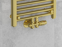 Mexen G00 thermostatische hoek-/rechte set met afdekplaat R, Duplex, DN50, goud - W908-900-905-50