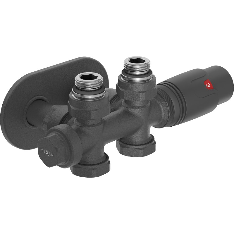 Mexen G00 kutni/popravi termostatski set s maskom R, Duplex, DN50, antracit - W908-900-905-66