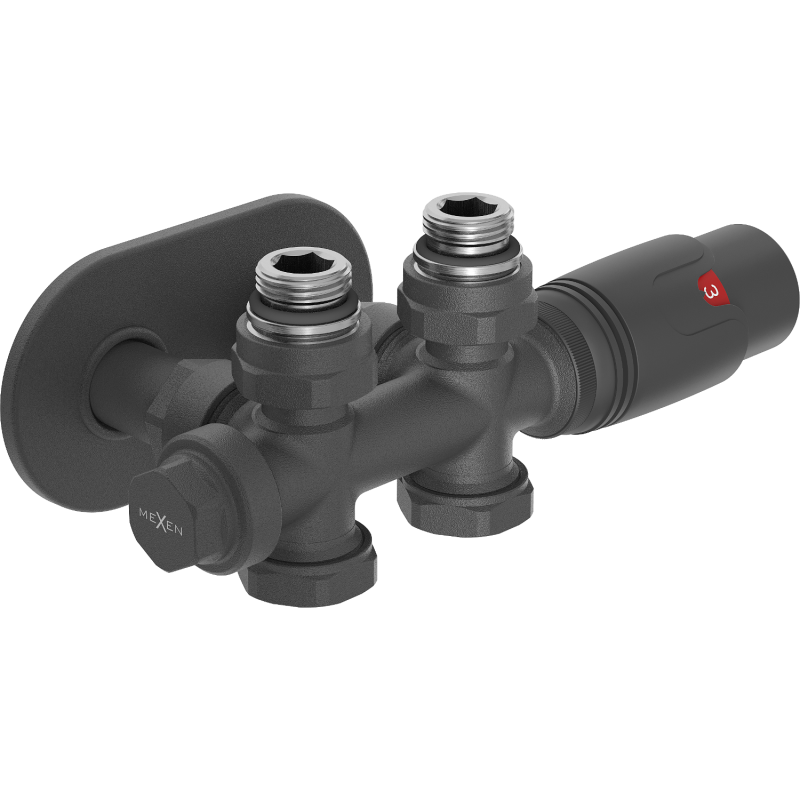 Mexen G00 Wénkel-/riicht Thermostat-Set mat Verkleedung R, Duplex, DN50, Antrazit - W908-900-905-66