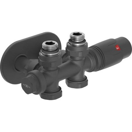 Mexen G00 Thermostat-Set Eck-/Gerade mit Abdeckung R, Duplex, DN50, Anthrazit - W908-900-905-66