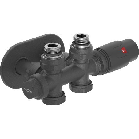 Mexen G00 Thermostat-Set, Winkelform/Gerader Form mit Abdeckung R, Duplex, DN50, Anthrazit - W908-900-905-66