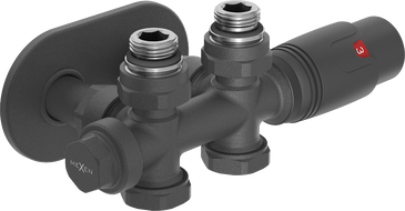Mexen G00 Thermostat-Set Eck-/Gerade mit Abdeckung R, Duplex, DN50, Anthrazit - W908-900-905-66