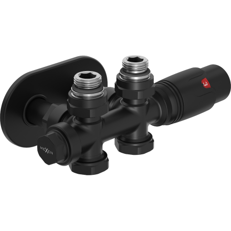 Mexen G00 conjunto termostático angular/reto com cobertura R, Duplex, DN50, preto - W908-900-905-70
