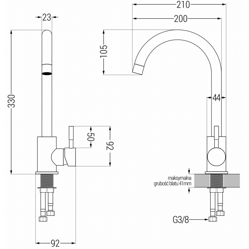 Mexen Foggia grifo de cocina, cromo - 671800-00