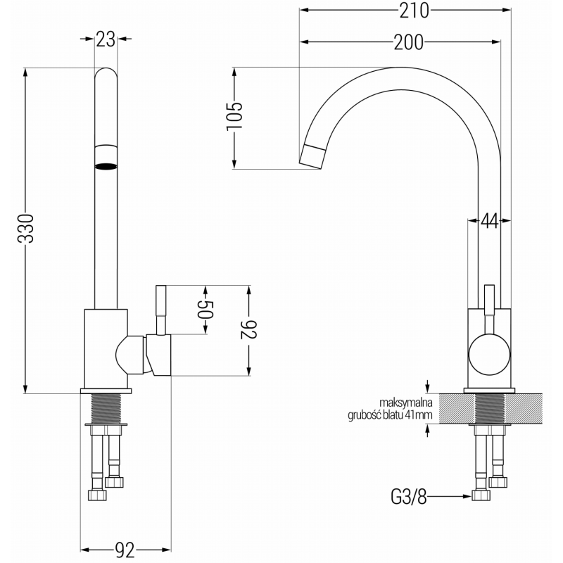Mexen Foggia bateria kuchenna, czarna - 671800-70