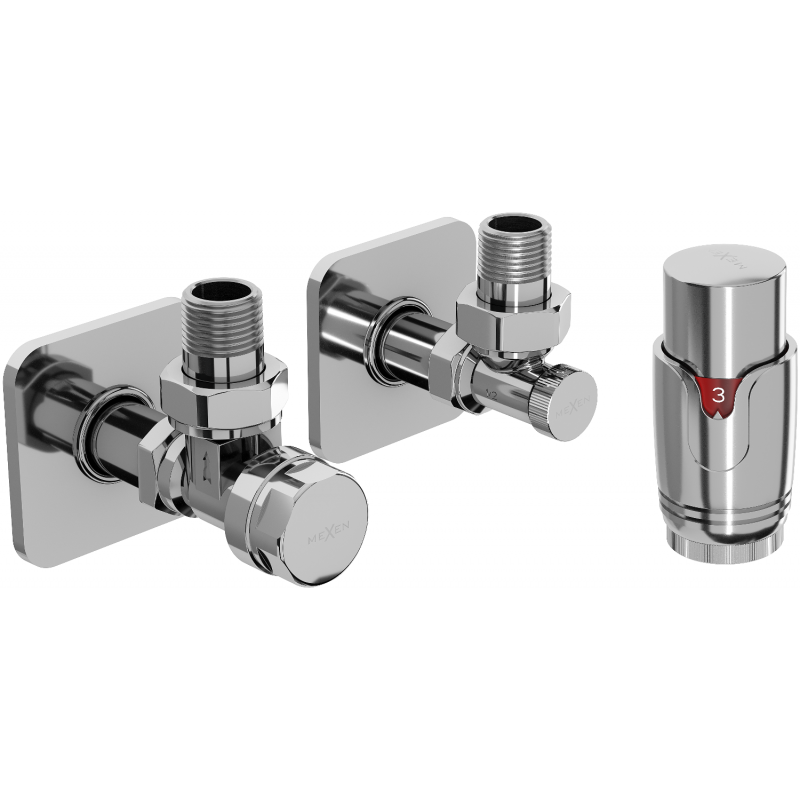 Mexen G00 angled thermostatic valve set with S cover, chrome - W901-900-909-01