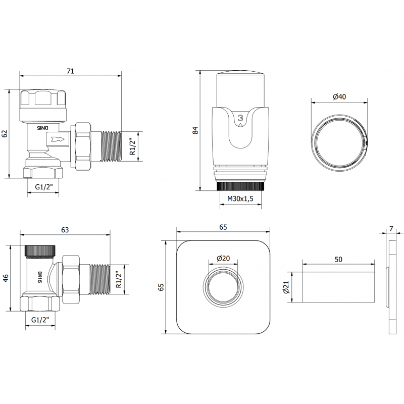 Mexen G00 zestaw termostatyczny kątowy z maskownicą S, chrom - W901-900-909-01