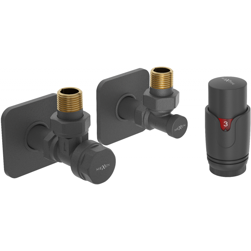 Mexen G00 kulmamallinen termostaattisarja S-peitelevyllä, antrasiitti - W901-900-909-66