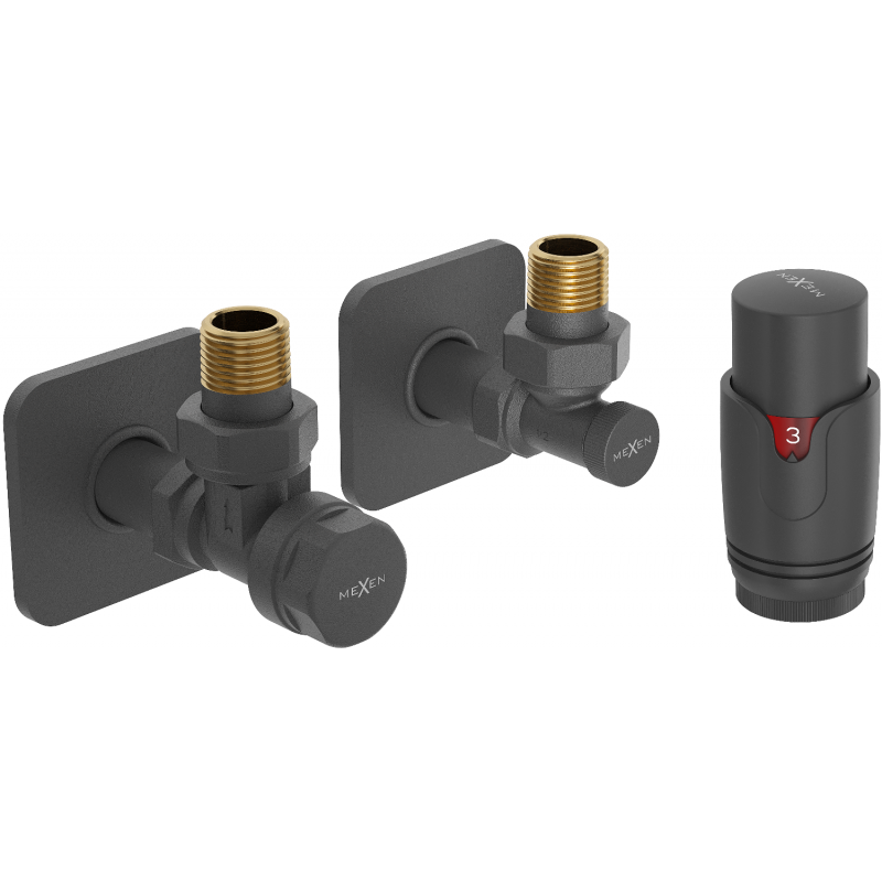 Mexen G00 Thermostat-Set Eckmontage mit Rosette S, Anthrazit - W901-900-909-66