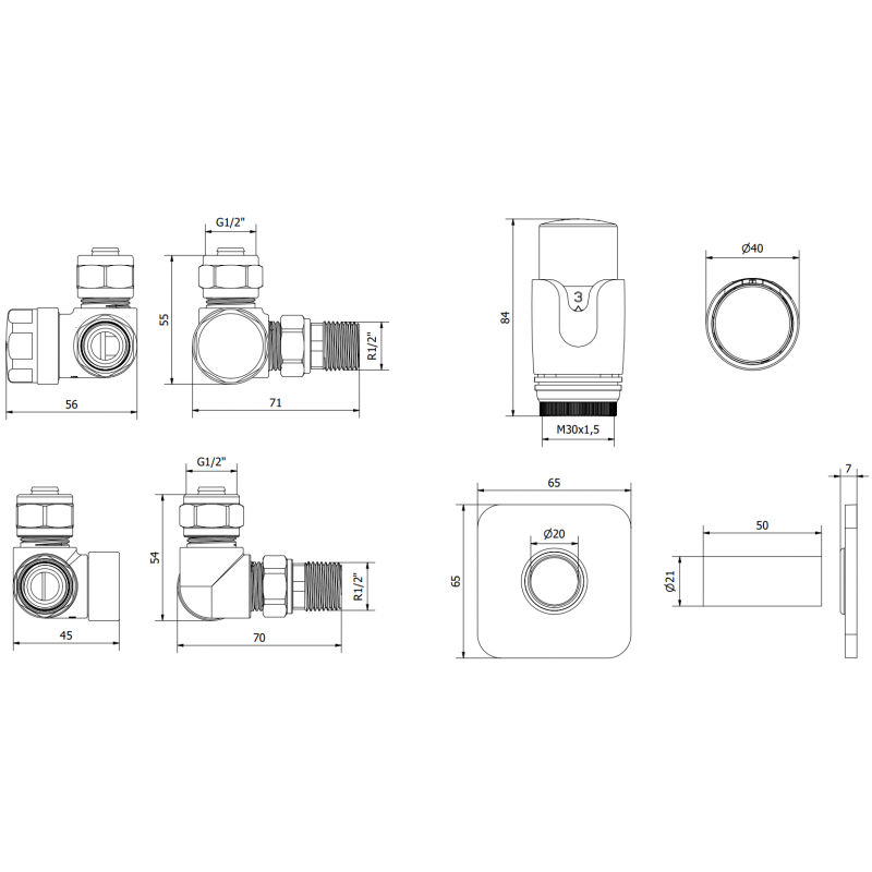 Mexen G00 ensemble thermostatique axial avec cache S, doré - W903-900-909-50