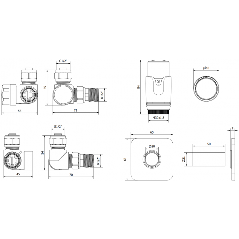 Mexen G00 conjunto termostático axial con cubierta S, antracita - W903-900-909-66