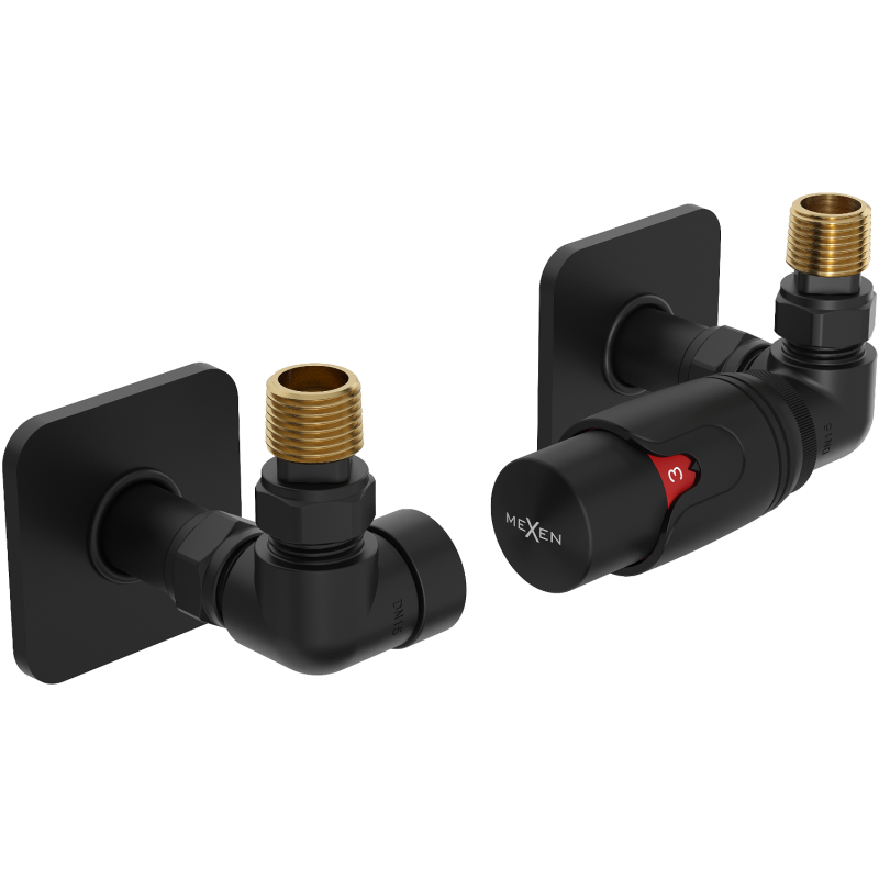 Mexen G00 thermostatisches Achsenset mit S-Abdeckung, schwarz - W903-900-909-70