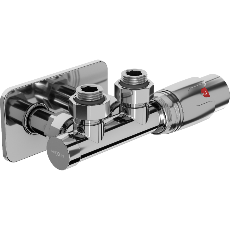 Mexen G00 ensemble thermostatique angulaire avec cache S, Duplex, DN50, chrome - W907-900-910-01