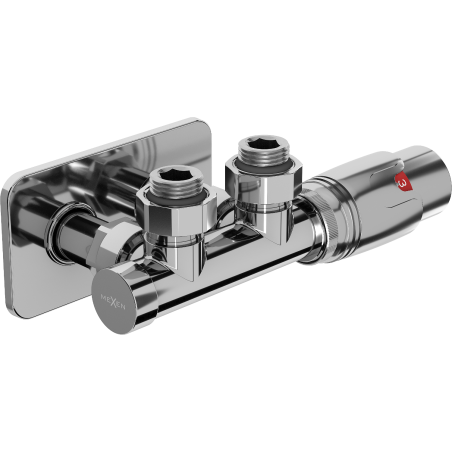 Mexen G00 angled thermostatic set with cover S, Duplex, DN50, chrome - W907-900-910-01