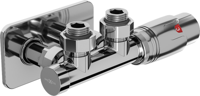 Mexen G00 Thermostat-Sets Eckversion mit Abdeckung S, Duplex, DN50, Chrom - W907-900-910-01