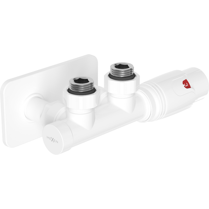 Mexen G00 hoek thermostaatset met afdekrozet S, Duplex, DN50, wit - W907-900-910-20