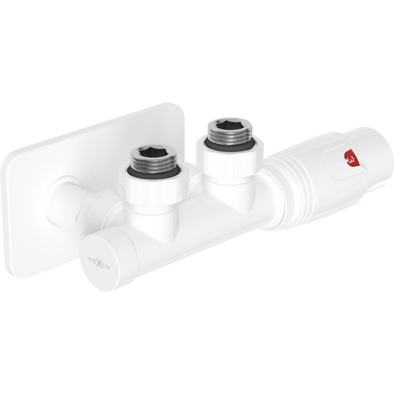 Mexen G00 vinklad termostatset med täcklock S, Duplex, DN50, vit - W907-900-910-20