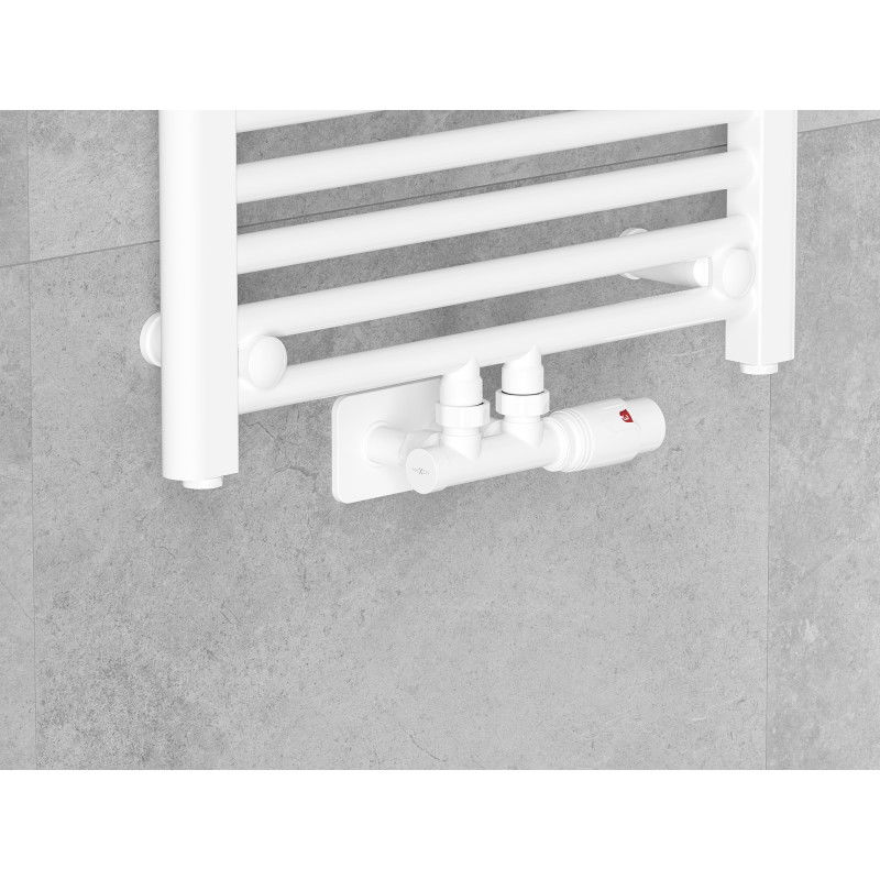 Mexen G00 γωνιακό θερμοστατικό σετ με καλύπτρα S, Duplex, DN50, λευκό - W907-900-910-20