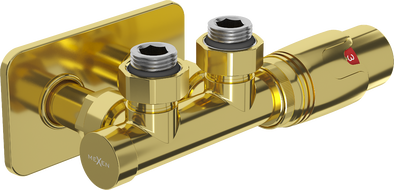 Mexen G00 hoek thermostatische set met rozet S, Duplex, DN50, goud - W907-900-910-50