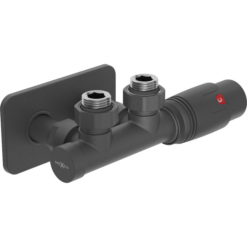 Mexen G00 conjunto termostático angular com cobertura S, Duplex, DN50, antracite - W907-900-910-66