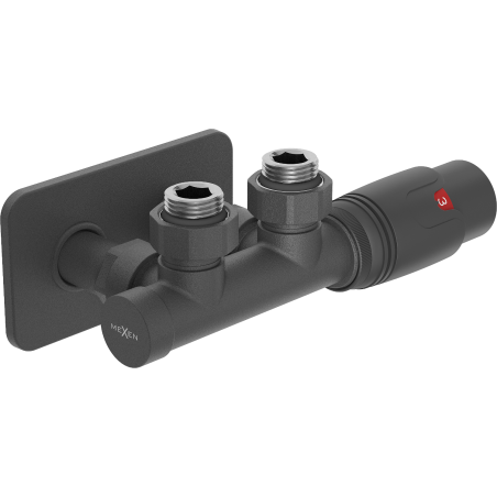 Mexen G00 kotni termostatski set z masko S, Duplex, DN50, antracit - W907-900-910-66