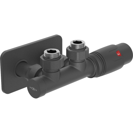 Mexen G00 Thermostat-Set, Eckform, mit Abdeckung S, Duplex, DN50, Anthrazit - W907-900-910-66