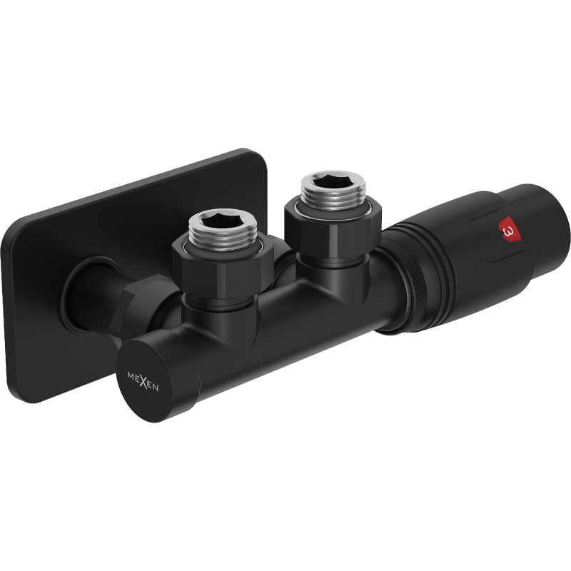 Mexen G00 kulmamallinen termostaattisarja peitekannella S, Duplex, DN50, musta - W907-900-910-70
