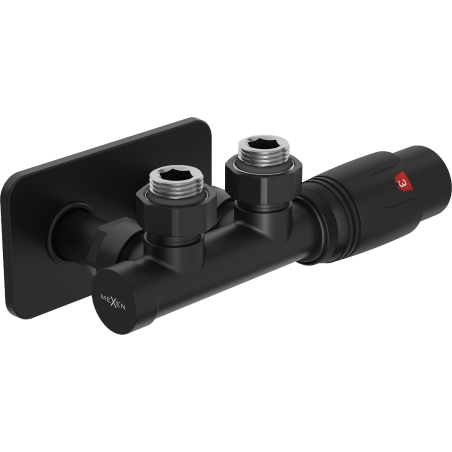 Mexen G00 hoek thermostatische set met S-afdekking, Duplex, DN50, zwart - W907-900-910-70