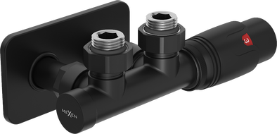 Mexen G00 hoek thermostatische set met S-afdekking, Duplex, DN50, zwart - W907-900-910-70