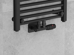 Mexen G00 hoek thermostaatset met rozet S, Duplex, DN50, zwart - W907-900-910-70