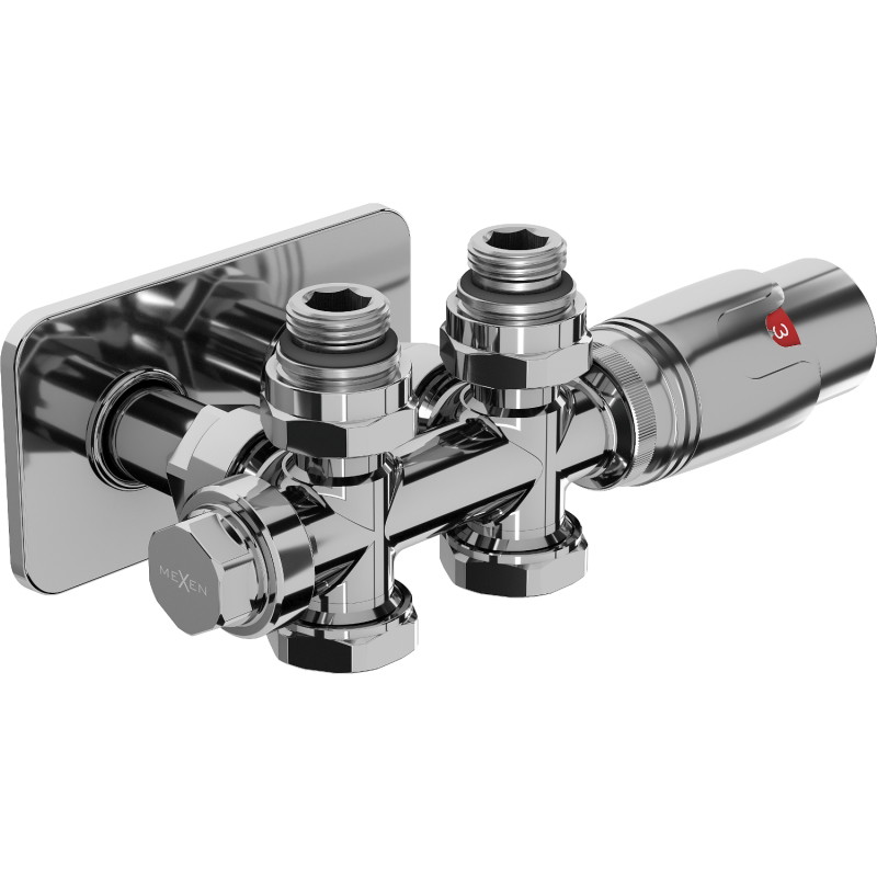 Mexen G00 termostaatikomplekt, nurk/profüül koos katteliistuga S, Duplex, DN50, kroom - W908-900-910-01