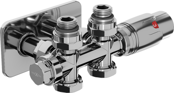 Mexen G00 angled/straight thermostatic set with S cover, Duplex, DN50, chrome - W908-900-910-01