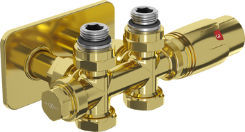 Mexen G00 termostatski set kutni/ravni s maskom S, Duplex, DN50, zlatni - W908-900-910-50