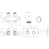 Mexen G00 Thermostat-Set, Winkel/Gerade mit Abdeckung S, Duplex, DN50, Anthrazit - W908-900-910-66