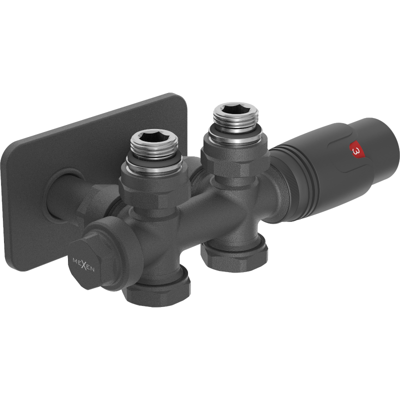 Mexen G00 conjunto termostático angular/reto com capa S, Duplex, DN50, antracite - W908-900-910-66