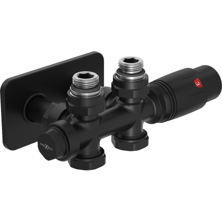 Mexen G00 thermostatic set angle/straight with S masking, Duplex, DN50, black - W908-900-910-70