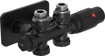 Mexen G00 thermostatische set hoekig/recht met afdekplaat S, Duplex, DN50, zwart - W908-900-910-70