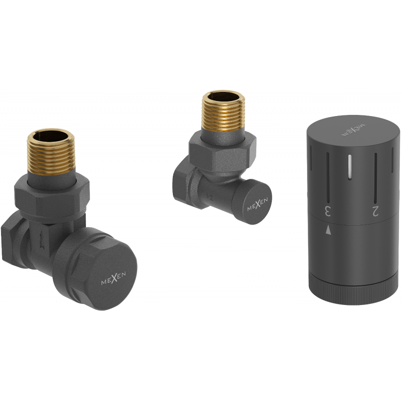 Mexen G05 Thermostatventil-Winkelset, Anthrazit - W901-958-66
