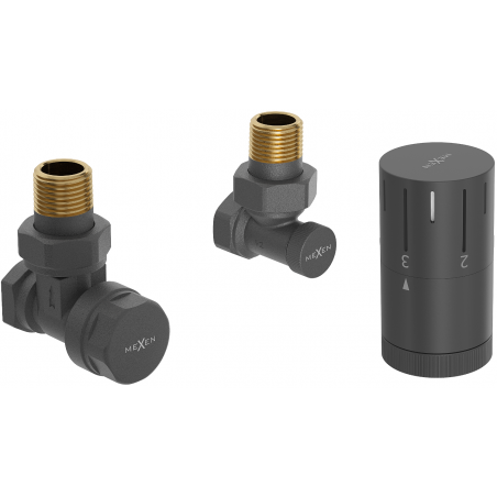 Mexen G05 Thermostatventil-Winkelset, Anthrazit - W901-958-66