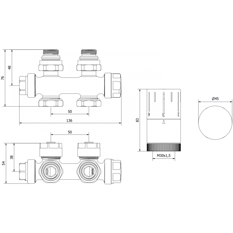 Mexen G05 Thermostat-Set axial, anthrazit - W903-958-66