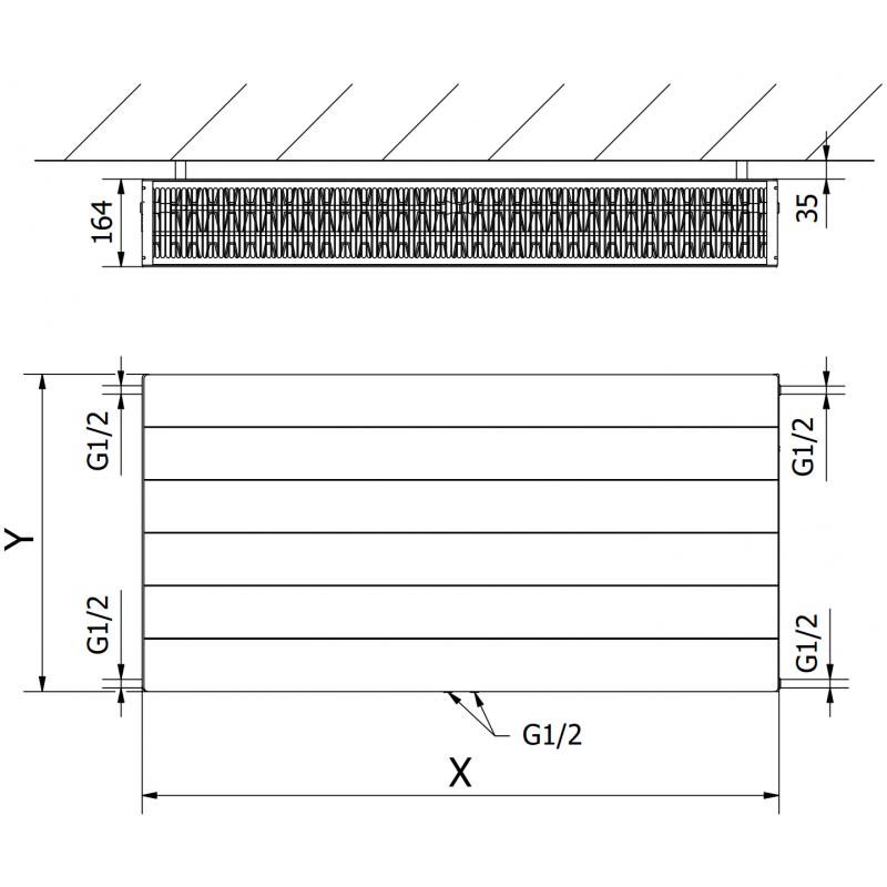 Mexen CCL33 Line levypatteri 600 x 500 mm, keskitetty alaliitäntä, 1100 W, valkoinen - W6C33L-060-050-00