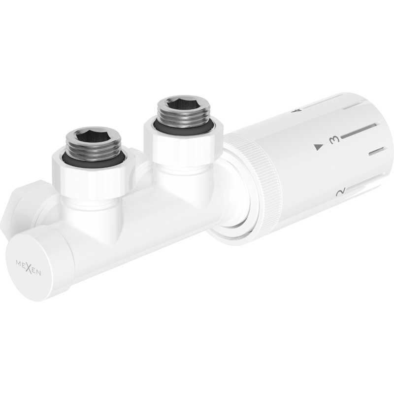 Mexen G05 angled thermostatic set, Duplex, DN50, white - W907-958-20